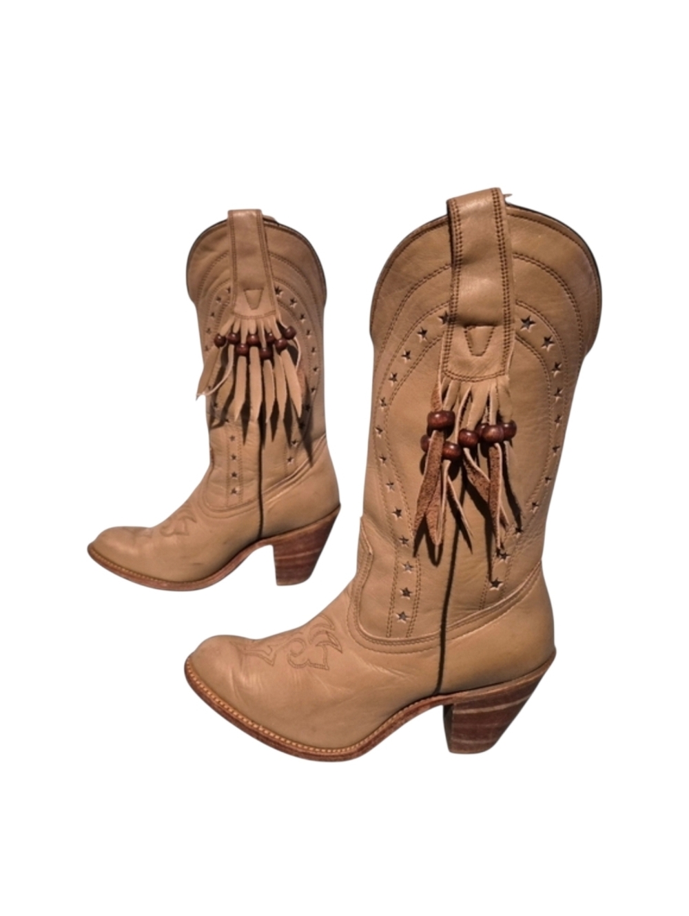 Vintage Miss Capezio Zip Star Inlays Cowboy Western Boots Women's Size 7M